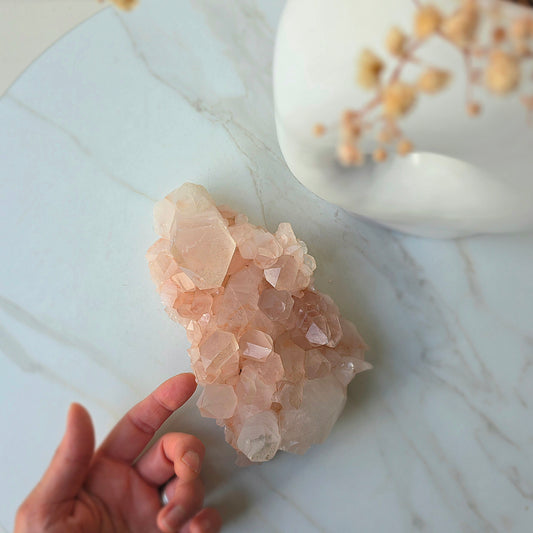 Pink Himalayan Crystal Quartz Cluster with Lemurian Inclusion High Quality AAA 3
