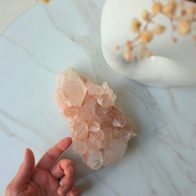 Pink Himalayan Crystal Quartz Cluster with Lemurian Inclusion High Quality AAA 3