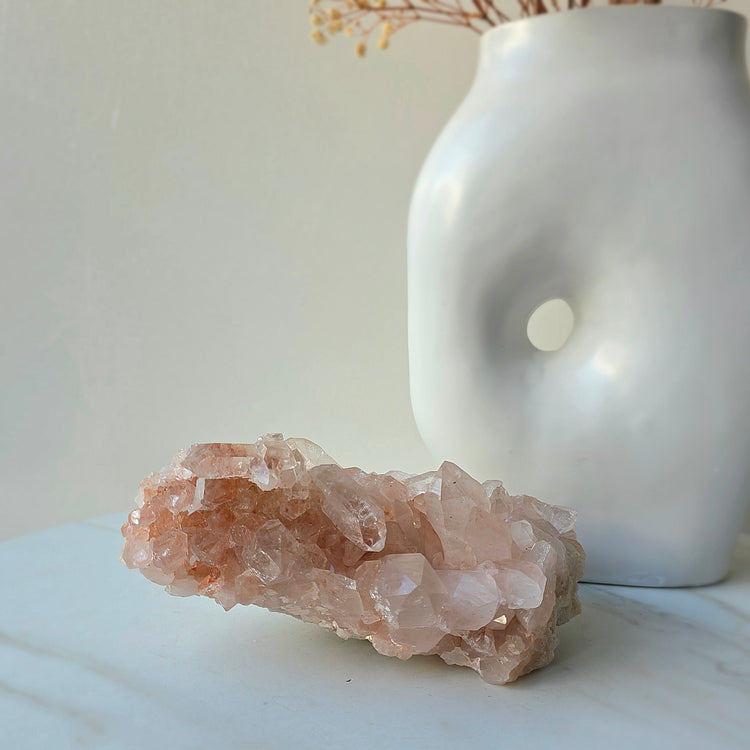 Pink Himalayan Crystal Quartz Cluster with Lemurian Inclusion High Quality AAA 2