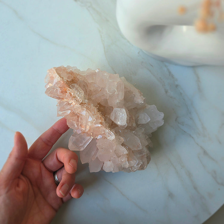 Pink Himalayan Crystal Quartz Cluster with Lemurian Inclusion High Quality AAA 2