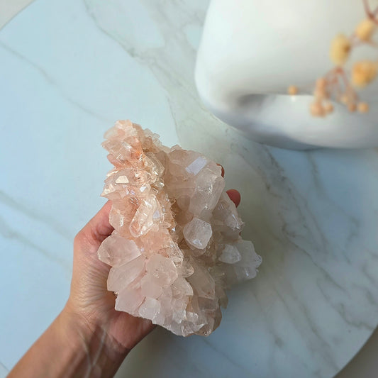 Pink Himalayan Crystal Quartz Cluster with Lemurian Inclusion High Quality AAA 2