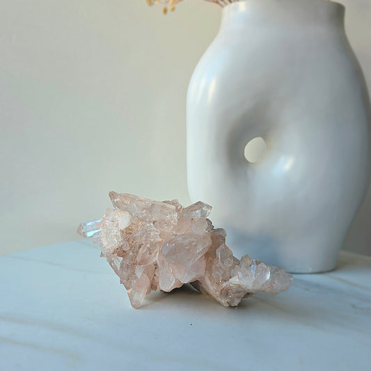 Pink Himalayan Crystal Quartz Cluster with Lemurian Inclusion High Quality AAA 1