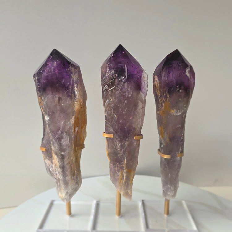 Amethyst Crystal Natural Rough Point Wand on Stand