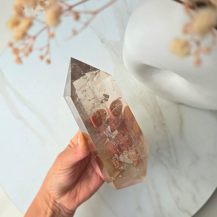 Smokey Quartz Crystal Tower Point Obelisk High Quality