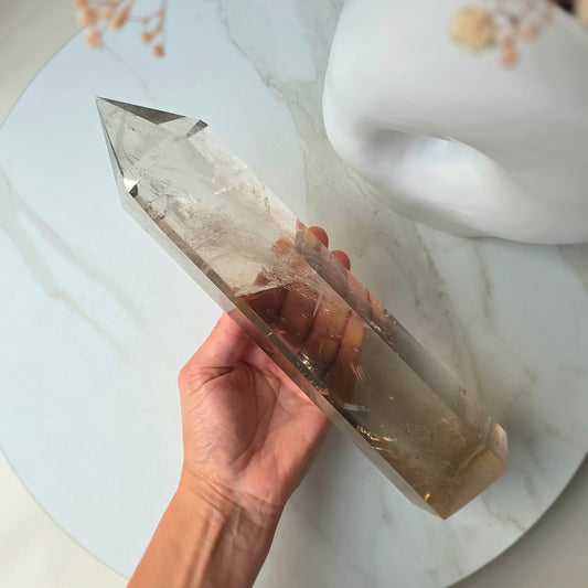 Smokey Quartz Crystal Tower Point Obelisk High Quality