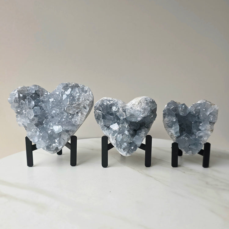 Celestite Crystal Heart on Stand High Quality Madagascar