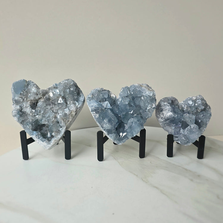 Celestite Crystal Heart on Stand High Quality Madagascar