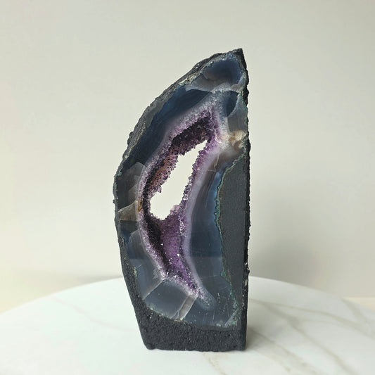 Amethyst Crystal with Agate Crystal Banding Half Portal