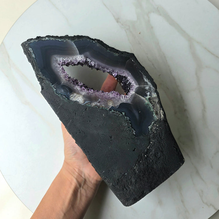 Amethyst Crystal with Agate Crystal Banding Half Portal