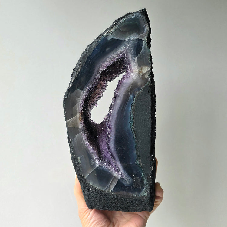 Amethyst Crystal with Agate Crystal Banding Half Portal