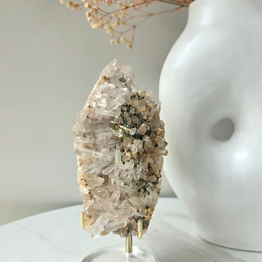 Himalayan Crystal Quartz with Epidote Crystal Cluster