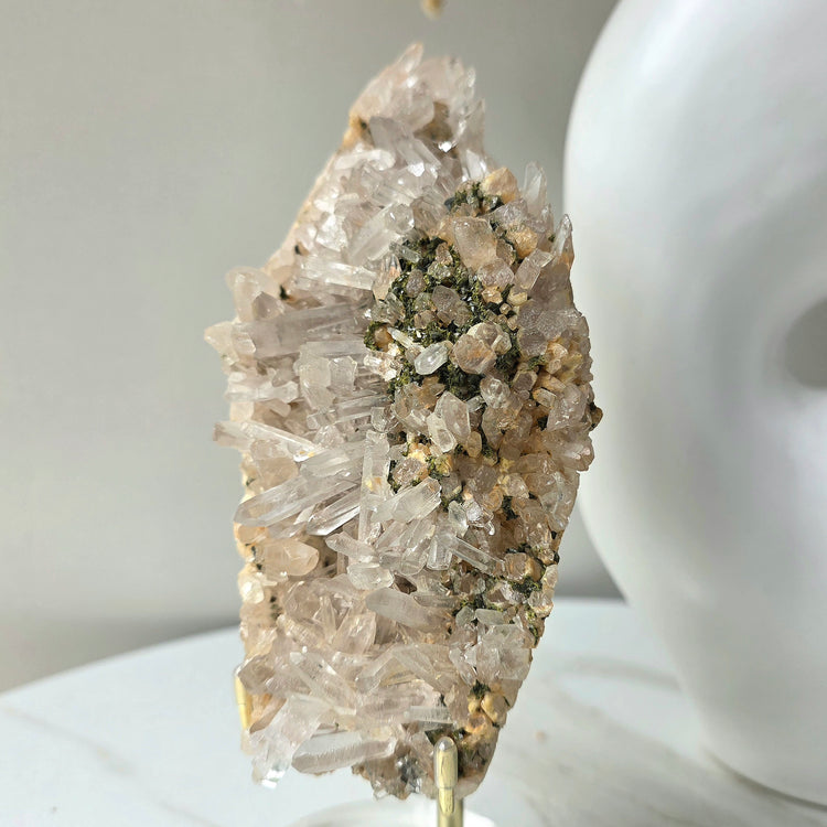 Himalayan Crystal Quartz with Epidote Crystal Cluster