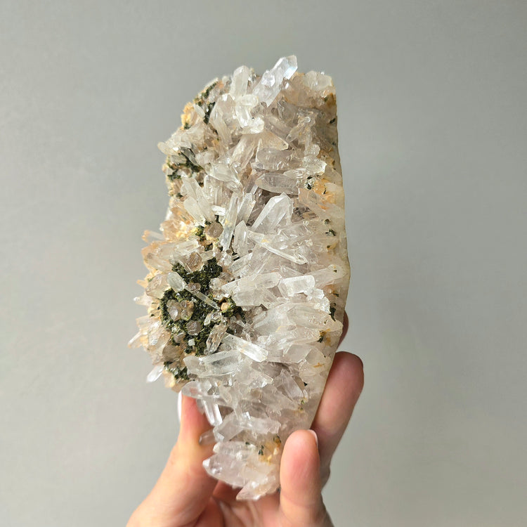 Himalayan Crystal Quartz with Epidote Crystal Cluster