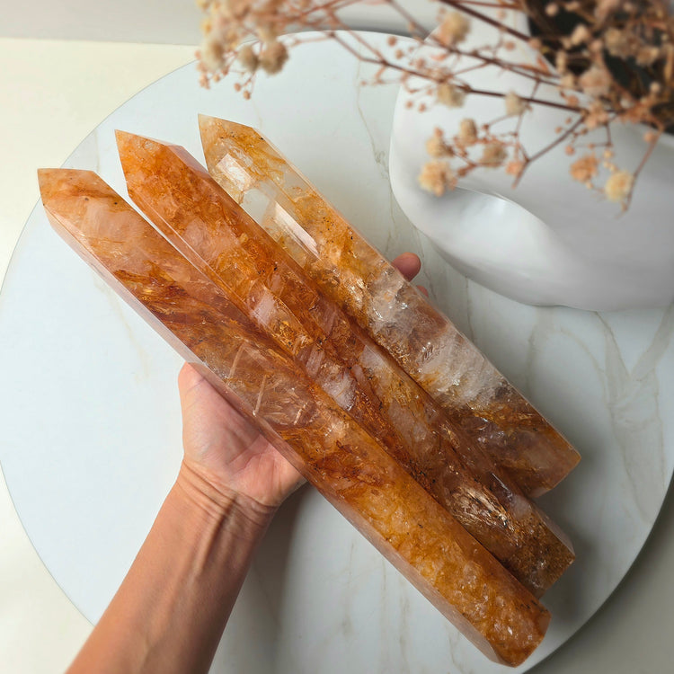 Golden Healer Crystal Hematoid Quartz Crystal Tower Point Obelisk Generator High Quality