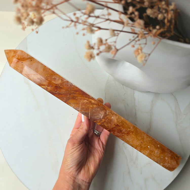 Golden Healer Crystal Hematoid Quartz Crystal Tower Point Obelisk Generator High Quality