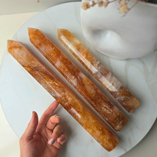 Golden Healer Crystal Hematoid Quartz Crystal Tower Point Obelisk Generator High Quality