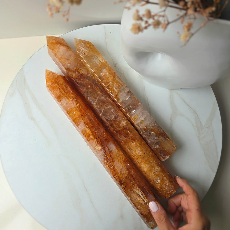 Golden Healer Crystal Hematoid Quartz Crystal Tower Point Obelisk Generator High Quality