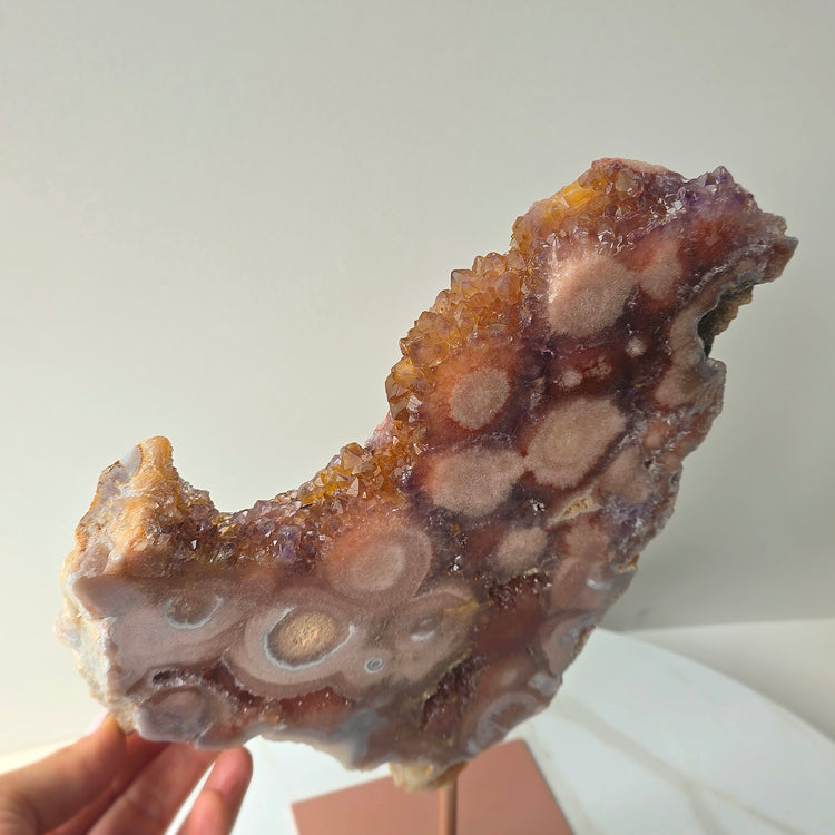 Pink Amethyst Crystal Slab on Stand Brazil High Quality 8