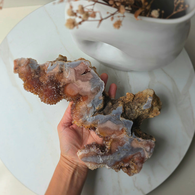 Pink Amethyst Crystal Slab on Stand Brazil High Quality 7