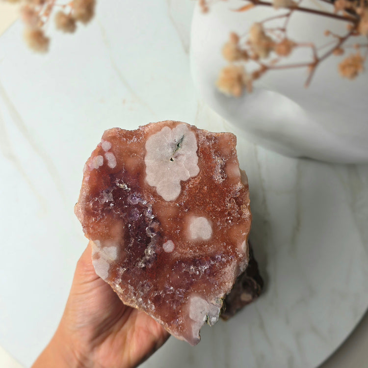 Pink Amethyst Crystal Slab on Stand Brazil High Quality Small 6