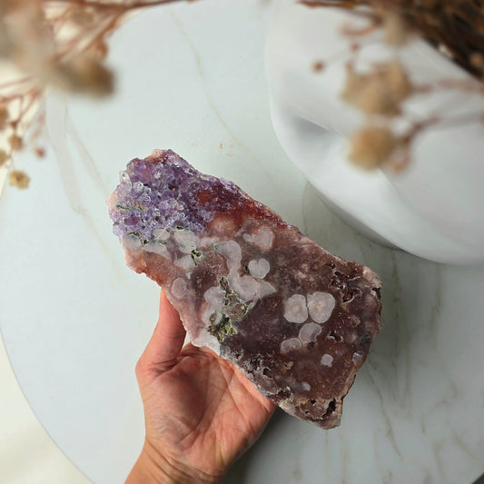 Pink Amethyst Crystal Slab on Stand Brazil High Quality 5