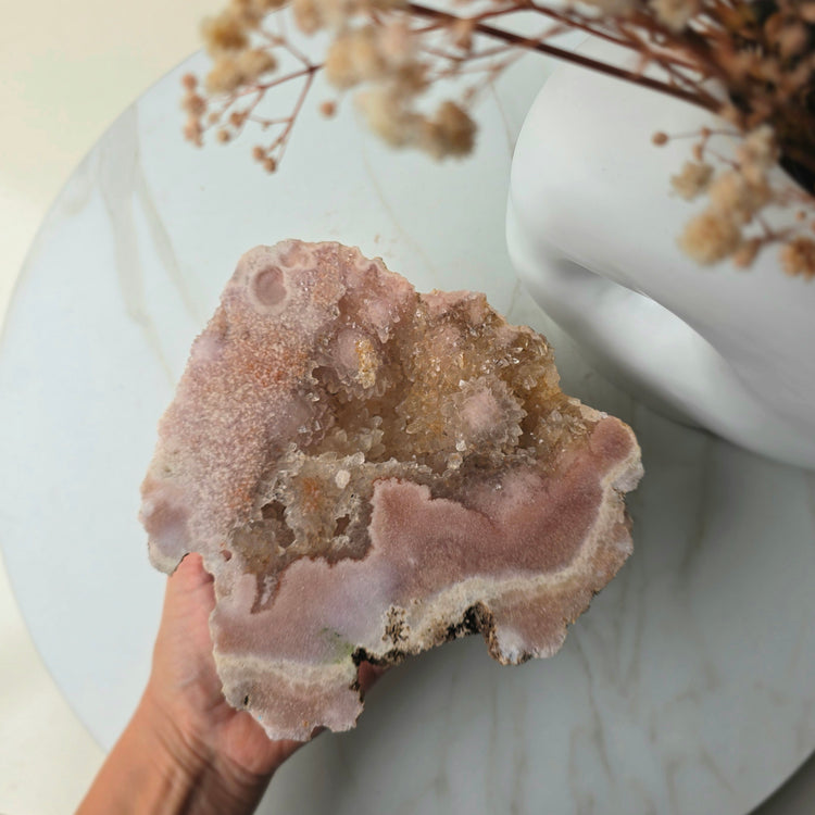 Pink Amethyst Crystal Slab on Stand Brazil High Quality 4