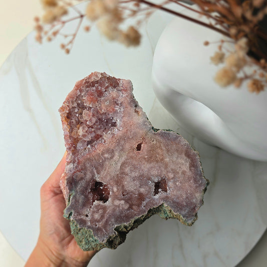 Pink Amethyst Crystal Slab on Stand Brazil High Quality 3