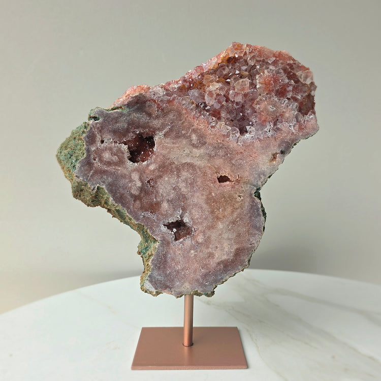 Pink Amethyst Crystal Slab on Stand Brazil High Quality 3