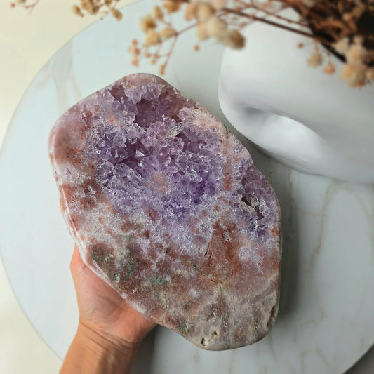 Pink Amethyst Crystal Slab on Stand Brazil High Quality XL 2