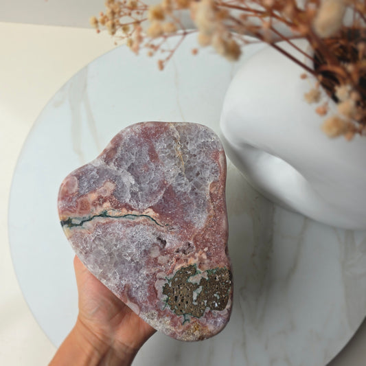 Pink Amethyst Crystal Slab on Stand Brazil High Quality 1