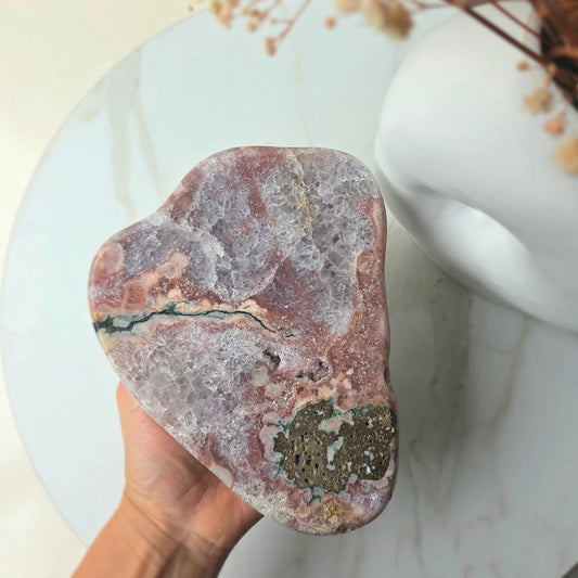Pink Amethyst Crystal Slab on Stand Brazil High Quality 1