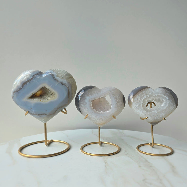 Agate Crystal Heart on Stand Brazil