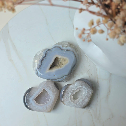 Agate Crystal Heart on Stand Brazil