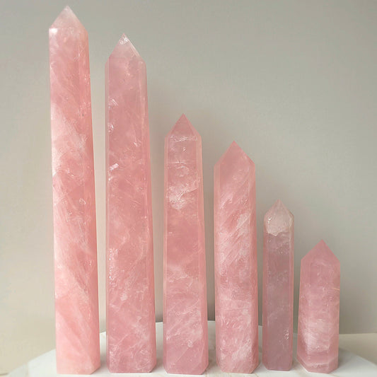 Rose Quartz Crystal Tower Point Obelisk Generator High Quality Brazil