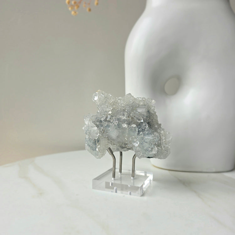 Rare Diamond Apophyllite Crystal High Quality Collectors Piece with stand