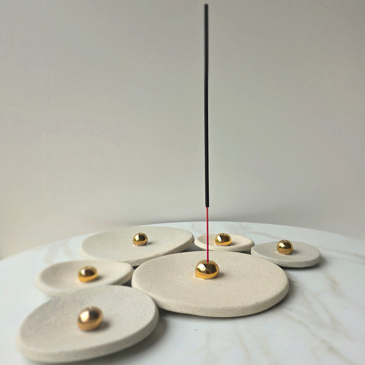 Artisan Insense Holder Irregular Shape with Gold Ball