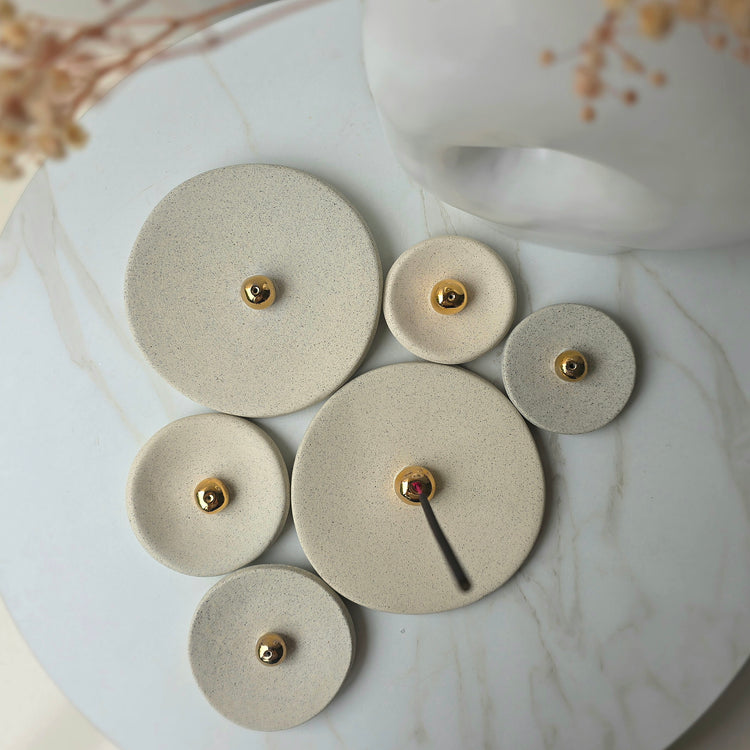 Artisan Insense Holder Irregular Shape with Gold Ball