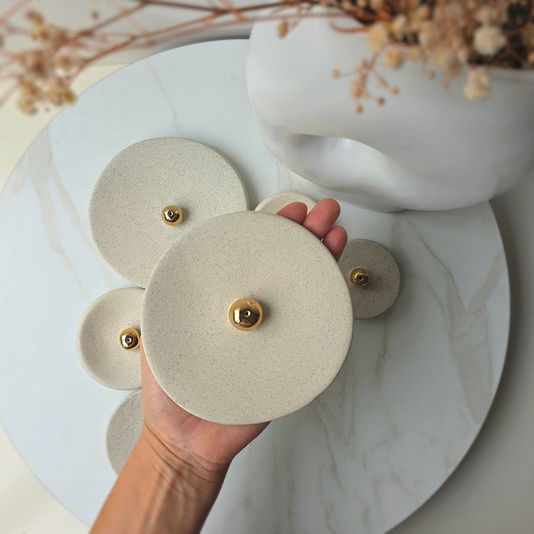 Artisan Insense Holder Irregular Shape with Gold Ball