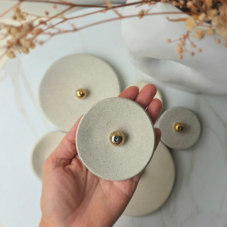 Artisan Insense Holder Irregular Shape with Gold Ball