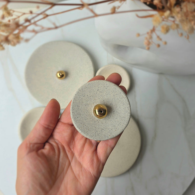 Artisan Insense Holder Irregular Shape with Gold Ball