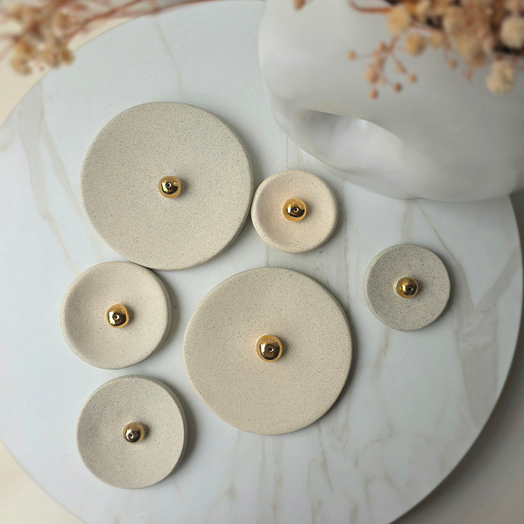 Artisan Insense Holder Irregular Shape with Gold Ball