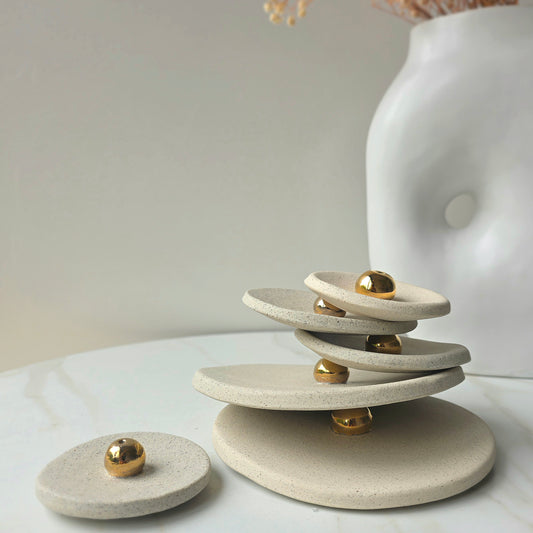 Artisan Insense Holder Irregular Shape with Gold Ball