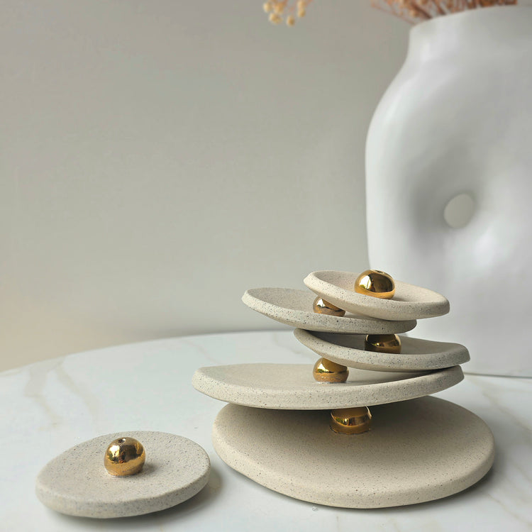 Artisan Insense Holder Irregular Shape with Gold Ball