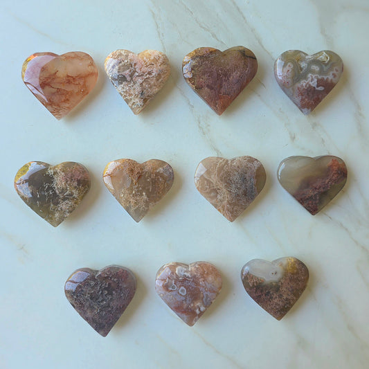 Rare Pink Moss Agate Crystal Heart