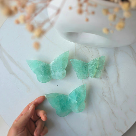 Green Fluorite Crystal Butterfly