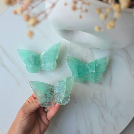 Green Fluorite Crystal Butterfly