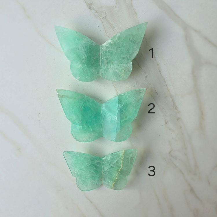 Green Fluorite Crystal Butterfly