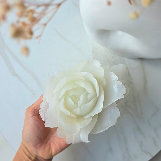 White Onyx Crystal Rose Carving