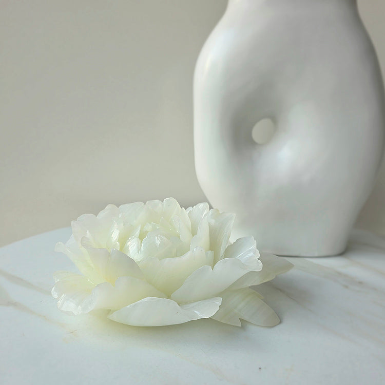 White Onyx Crystal Rose Carving
