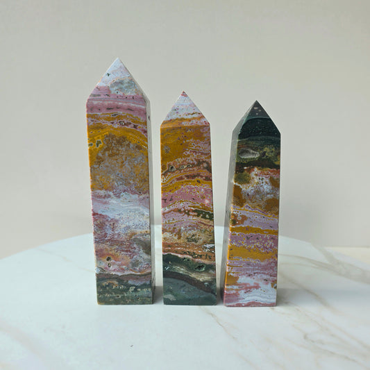 Rare Ocean Jasper 8th Vein Crystal Tower Point Obelisk High Quality